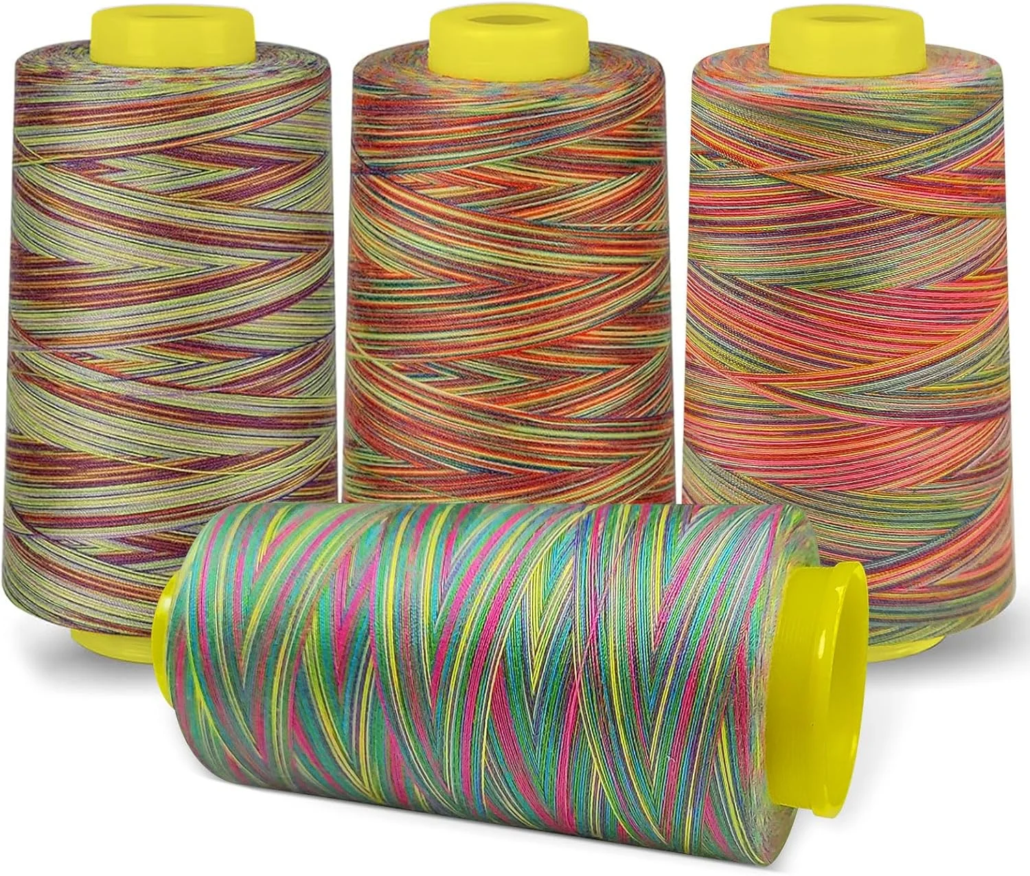 ست نخ خیاطی 4 رنگ، نخ سردوز، 100% پلی استر، نخ خیاطی رنگین کمانی برای چرخ خیاطی، نخ خیاطی، نخ تابیده، نخ چرخ خیاطی مقاوم در برابر پارگی، نخ، نخ خیاطی، سردوز