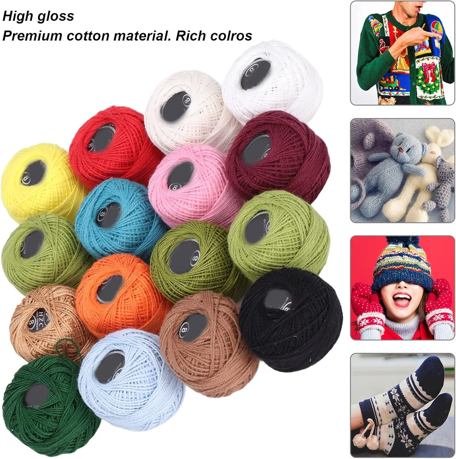 16 عدد نخ قلاب بافی رنگارنگ نخ گلدوزی نخ دمسه برای لوازم خیاطی قلاب بافی