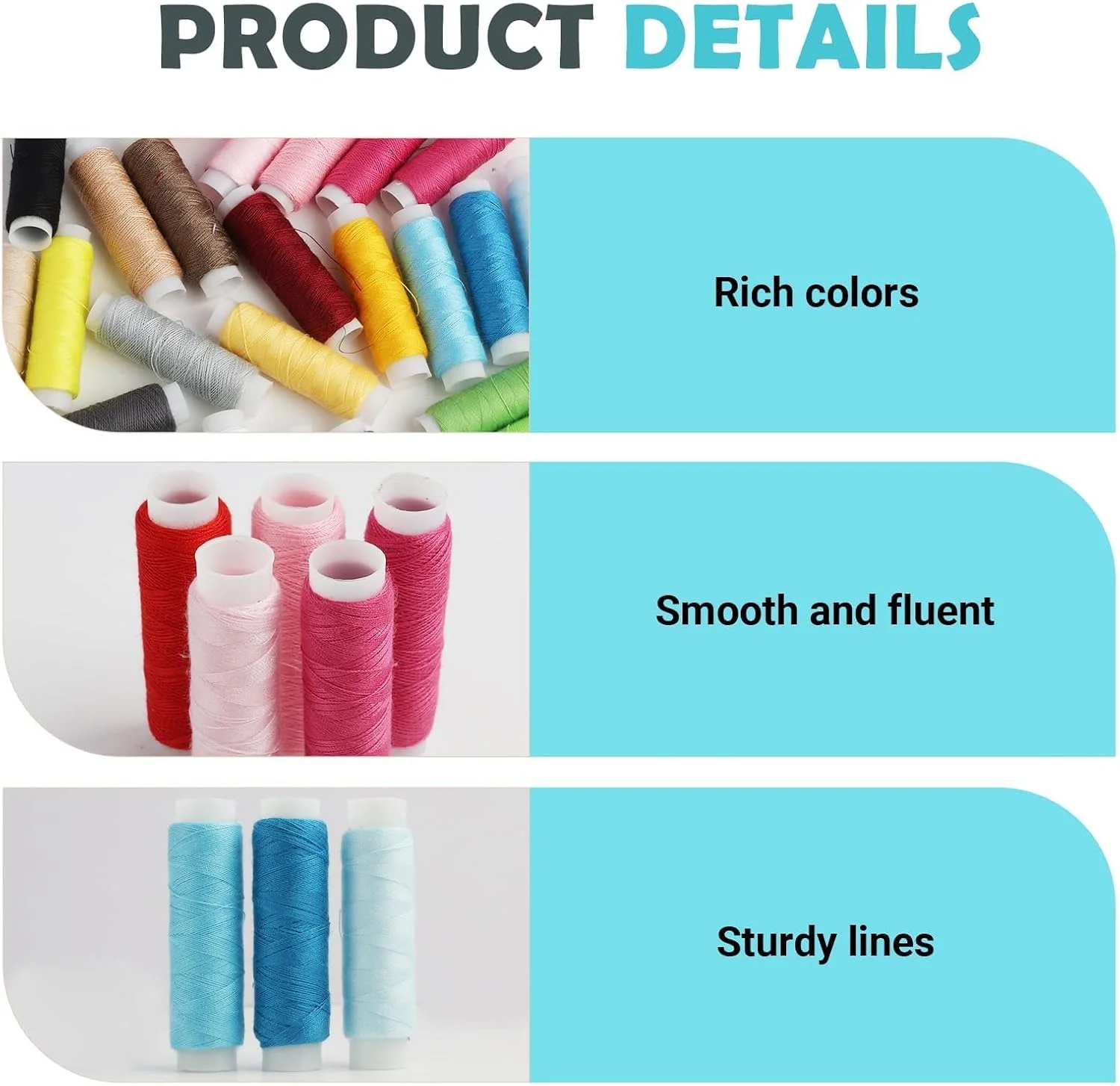 بسته 24 عددی قرقره نخ پنبه ای رنگارنگ و پر جنب و جوش، نخ خیاطی با کیفیت برای خیاطی دستی و ماشینی، هر قرقره حاوی تقریباً 180 متر نخ بادوام برای هنر، صنایع دستی، گلدوزی، لحاف دوزی