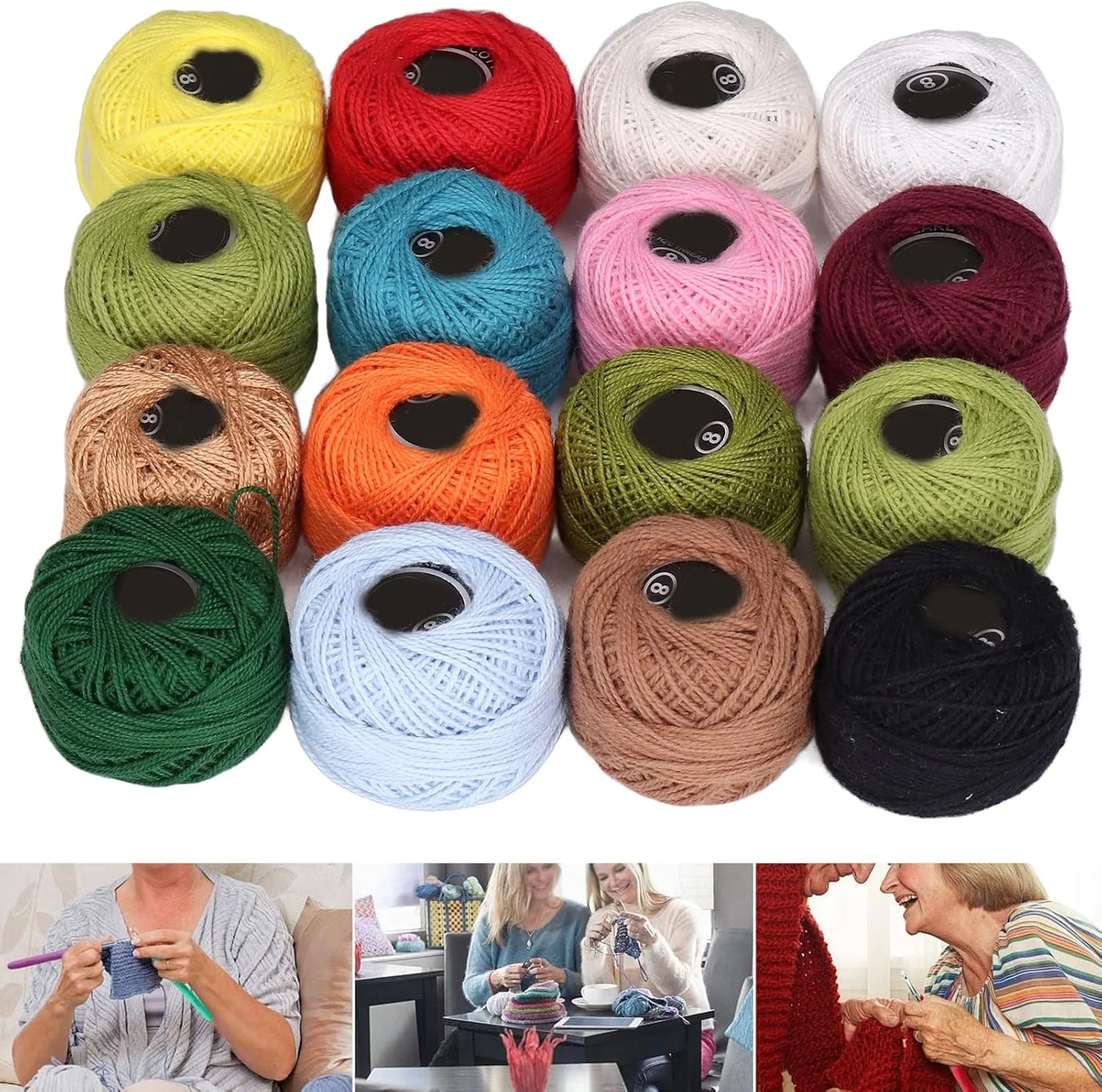 16 عدد نخ قلاب بافی رنگارنگ نخ گلدوزی نخ دمسه برای لوازم خیاطی قلاب بافی