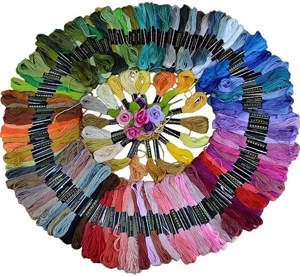 50 عدد کلاف نخ گلدوزی پلی استر پنبه ای چند رنگ برای دوخت ضربدری