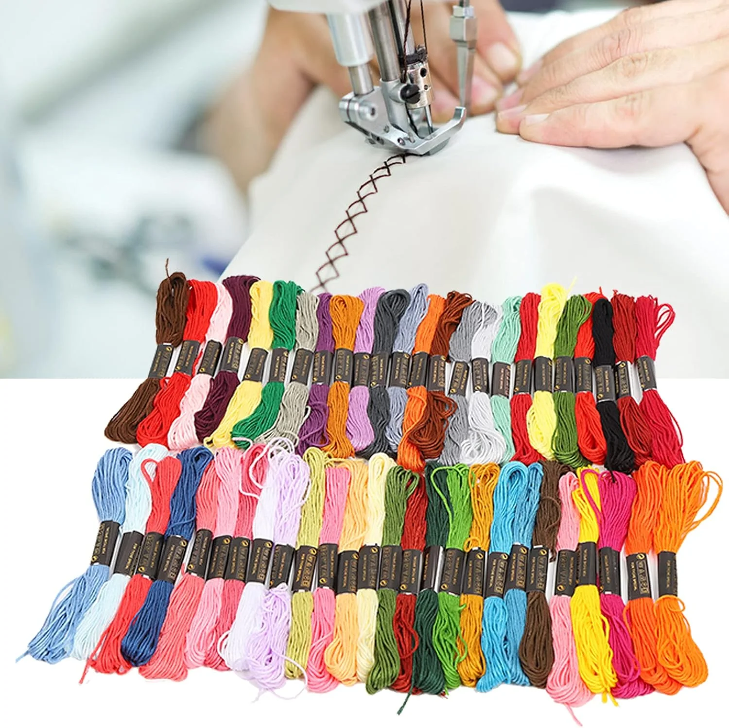 نخ 50 رنگ، کیت نخ خیاطی روشن، نخ الیاف پلی استر مناسب برای خیاطی، مناسب برای دستگاه کسب و کار خانگی