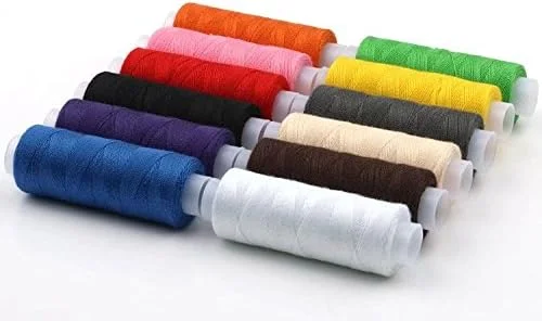 مجموعه 12 عددی قرقره نخ رنگی، مناسب برای انواع دوخت، 100% نخ پنبه خالص، برند Move&Moving