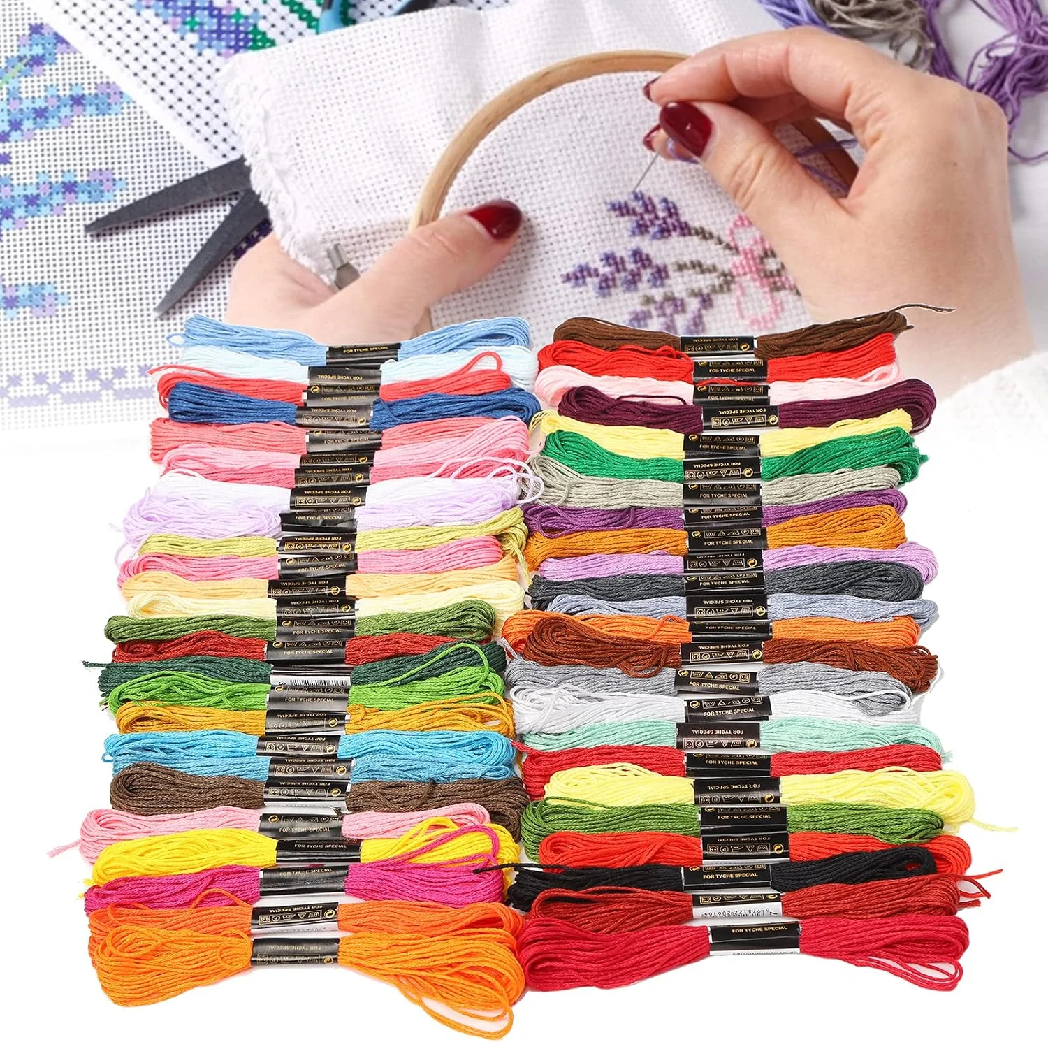 نخ 50 رنگ، کیت نخ خیاطی روشن، نخ الیاف پلی استر مناسب برای خیاطی، مناسب برای دستگاه کسب و کار خانگی