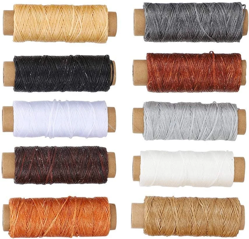 نخ موم زده 10 رنگ، نخ موم زده 150D چرم دوزی برای دوخت دستی چرم