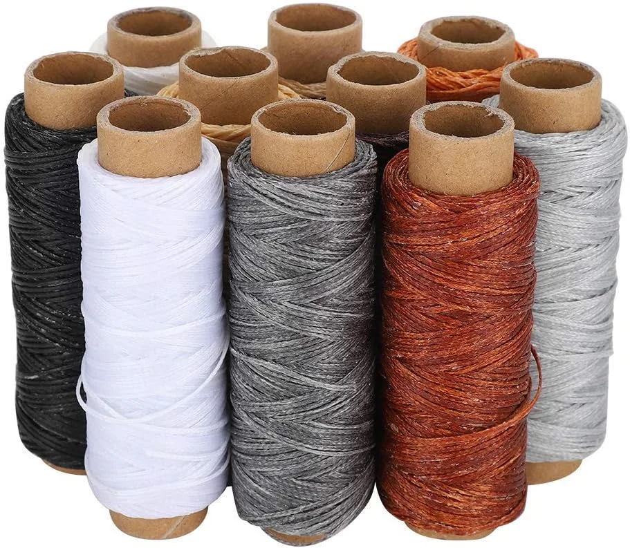 نخ موم زده 10 رنگ، نخ موم زده 150D چرم دوزی برای دوخت دستی چرم