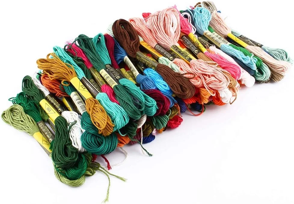 نخ گلدوزی 100 رنگ نخ کوک متقاطع 8 متری کلاف بلند برای ساخت صنایع دستی گلدوزی خیاطی DIY