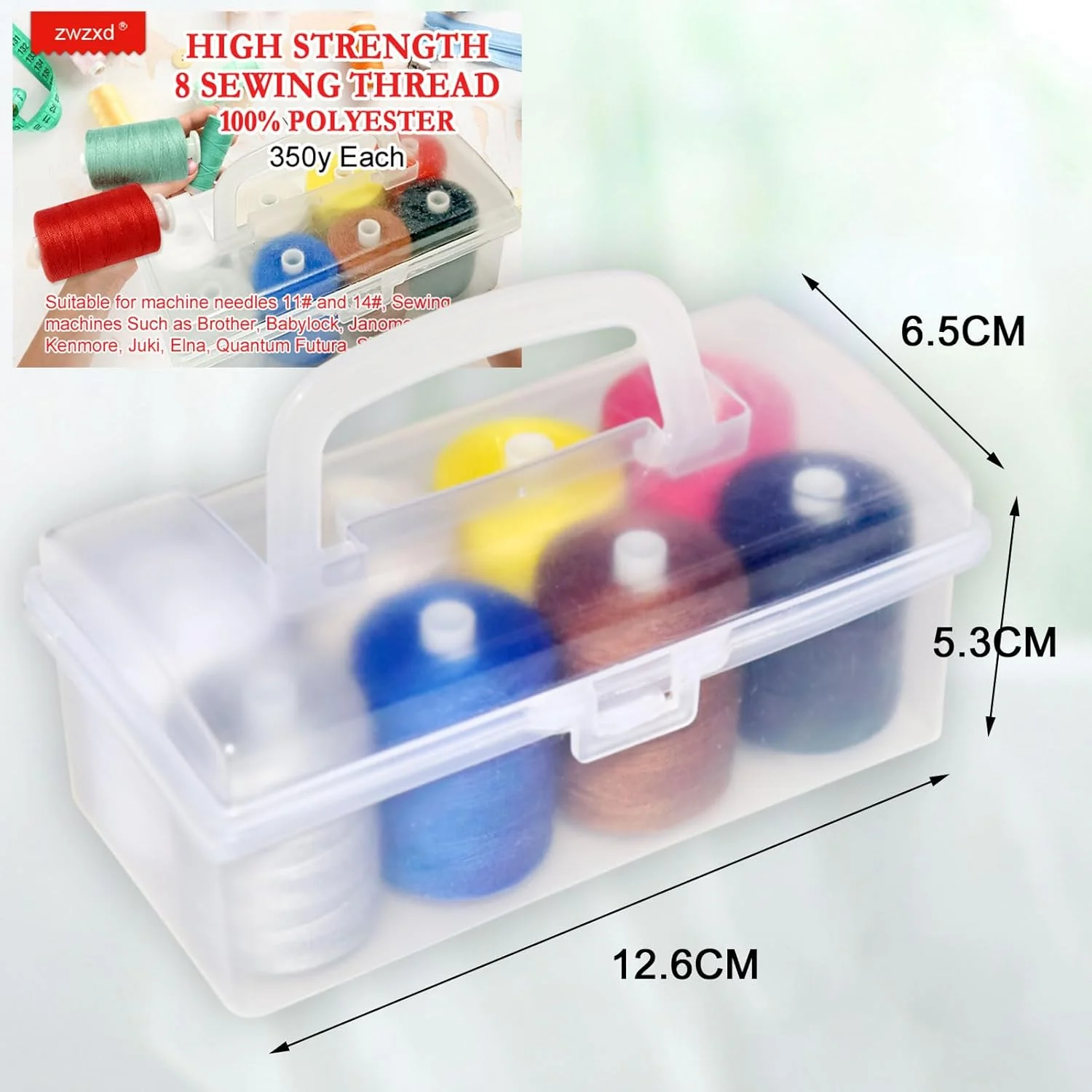 8 قرقره نخ خیاطی رنگی برای خیاطی دستی و ماشینی، موارد اضطراری و مسافرت، DIY و خانه، 8 رنگ 350 یارد در هر قرقره نخ پلی استر