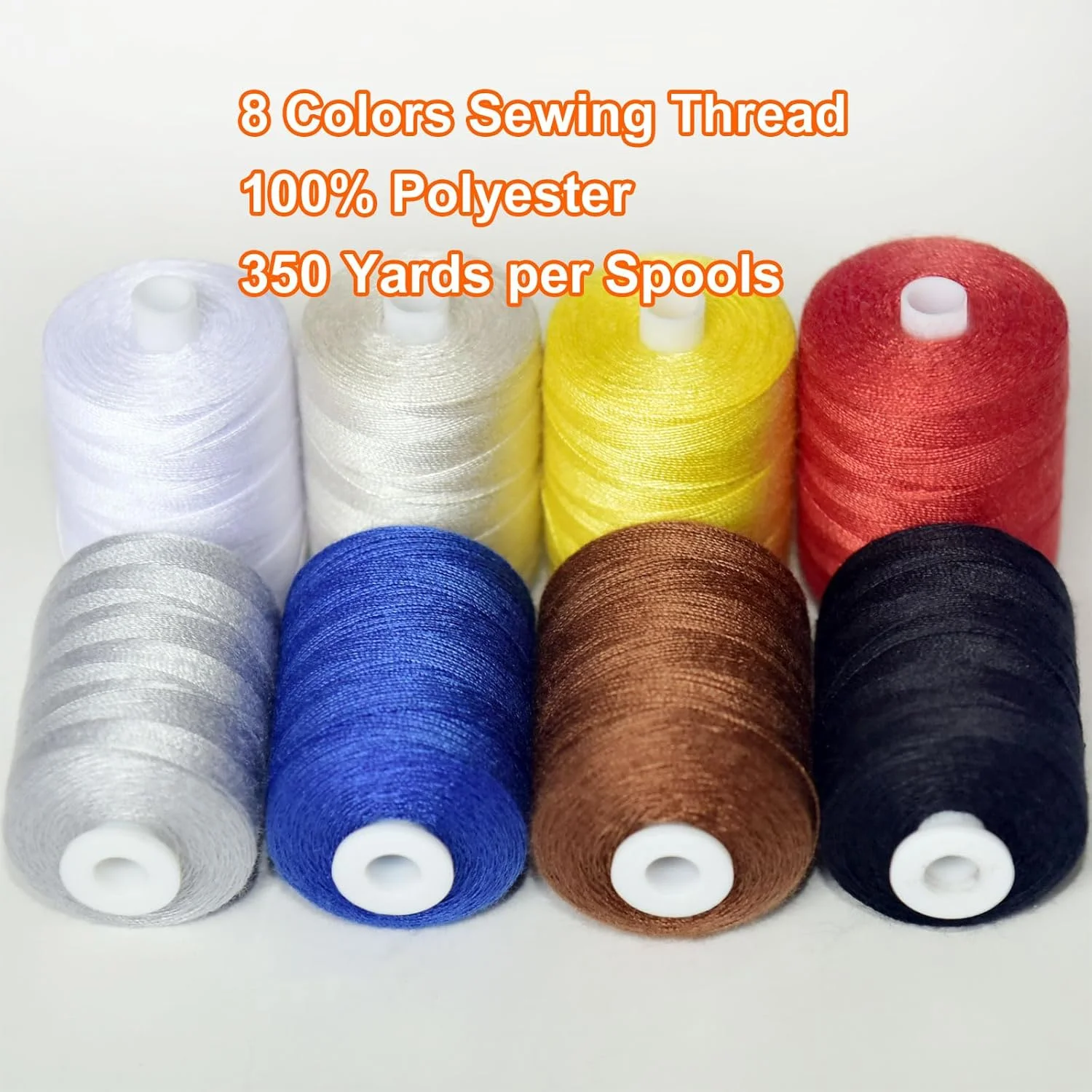 8 قرقره نخ خیاطی رنگی برای خیاطی دستی و ماشینی، موارد اضطراری و مسافرت، DIY و خانه، 8 رنگ 350 یارد در هر قرقره نخ پلی استر