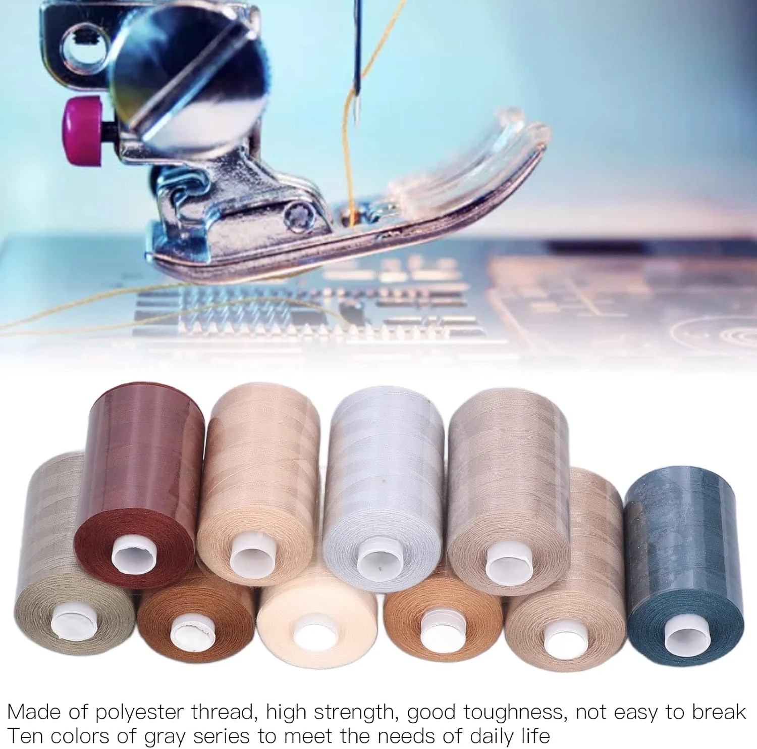 نخ خیاطی 10 رنگ، نخ خیاطی رنگارنگ و کاربردی با استحکام بالا برای چرخ خیاطی خانگی، گلدوزی دستی و لحاف دوزی