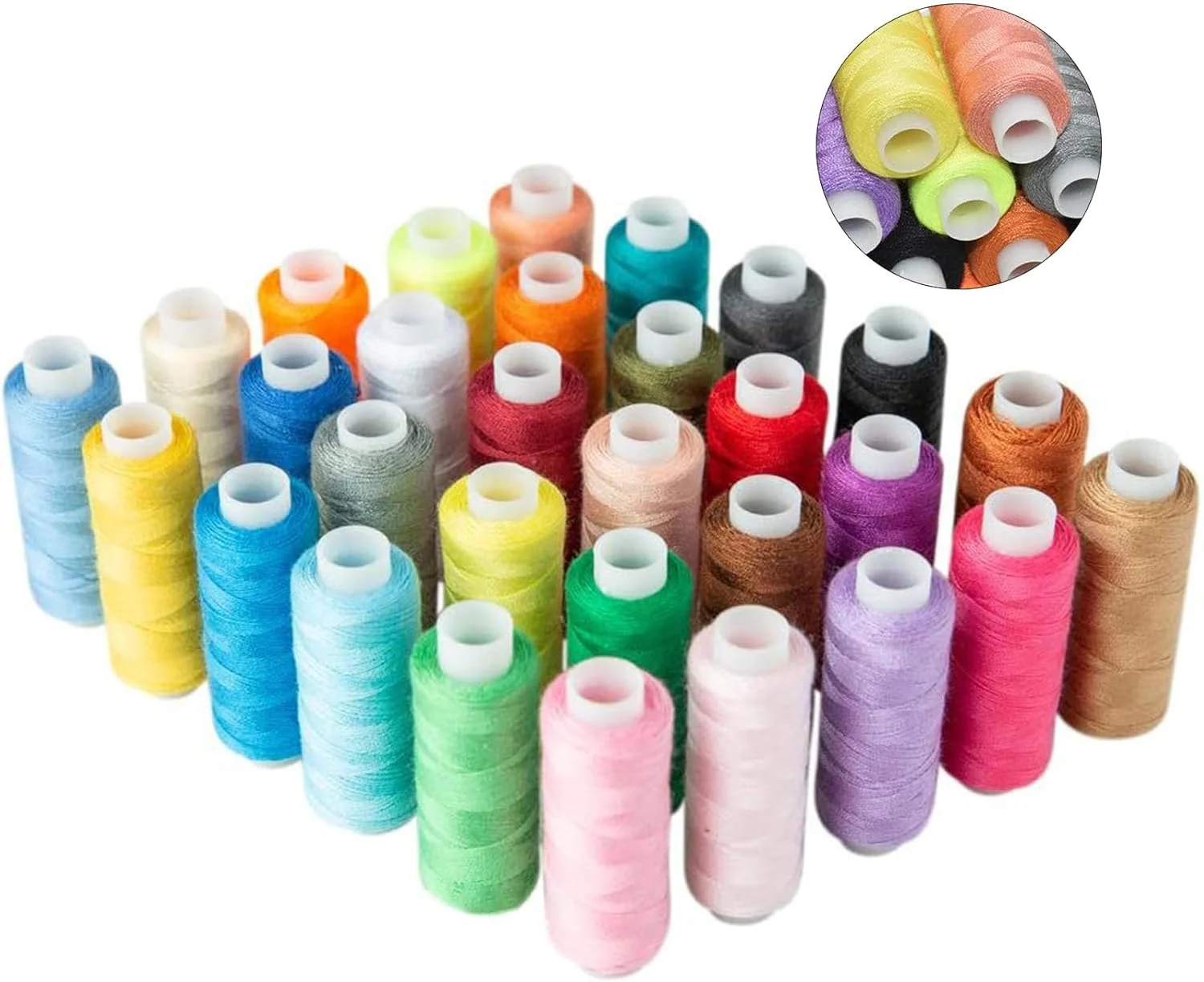 30 عدد نخ خیاطی رنگی نخ خیاطی پلی استر نخ گلدوزی برای دوخت دستی چرخ خیاطی 250 یارد