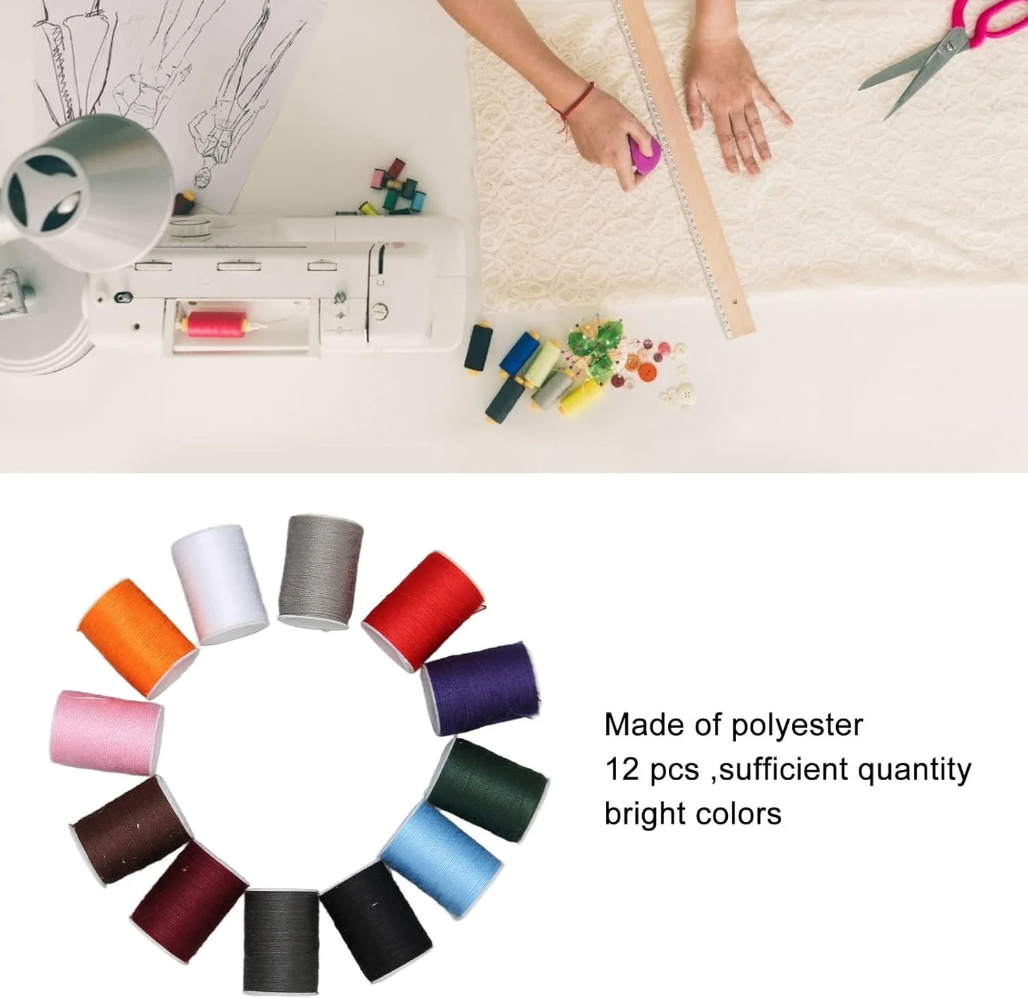 نخ گلدوزی خانگی رنگارنگ: 12 عدد نخ دوخت دستی