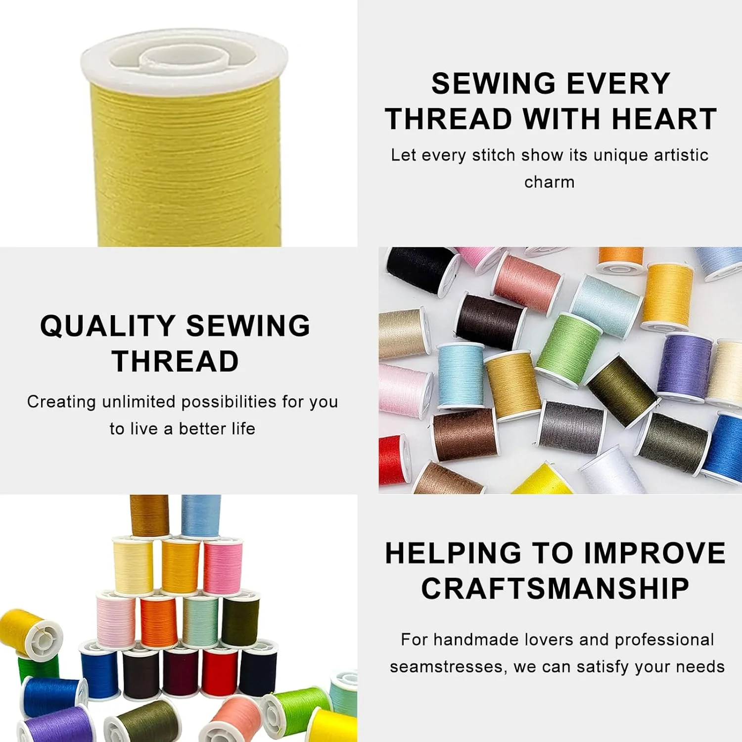 ست نخ خیاطی پلی استر 30 رنگه چند منظوره - مجموعاً 1350 متر، 45 متر (50 یارد) در هر رول - مناسب برای خیاطی با دست و ماشین - شامل نخ های خیاطی سیاه و سفید