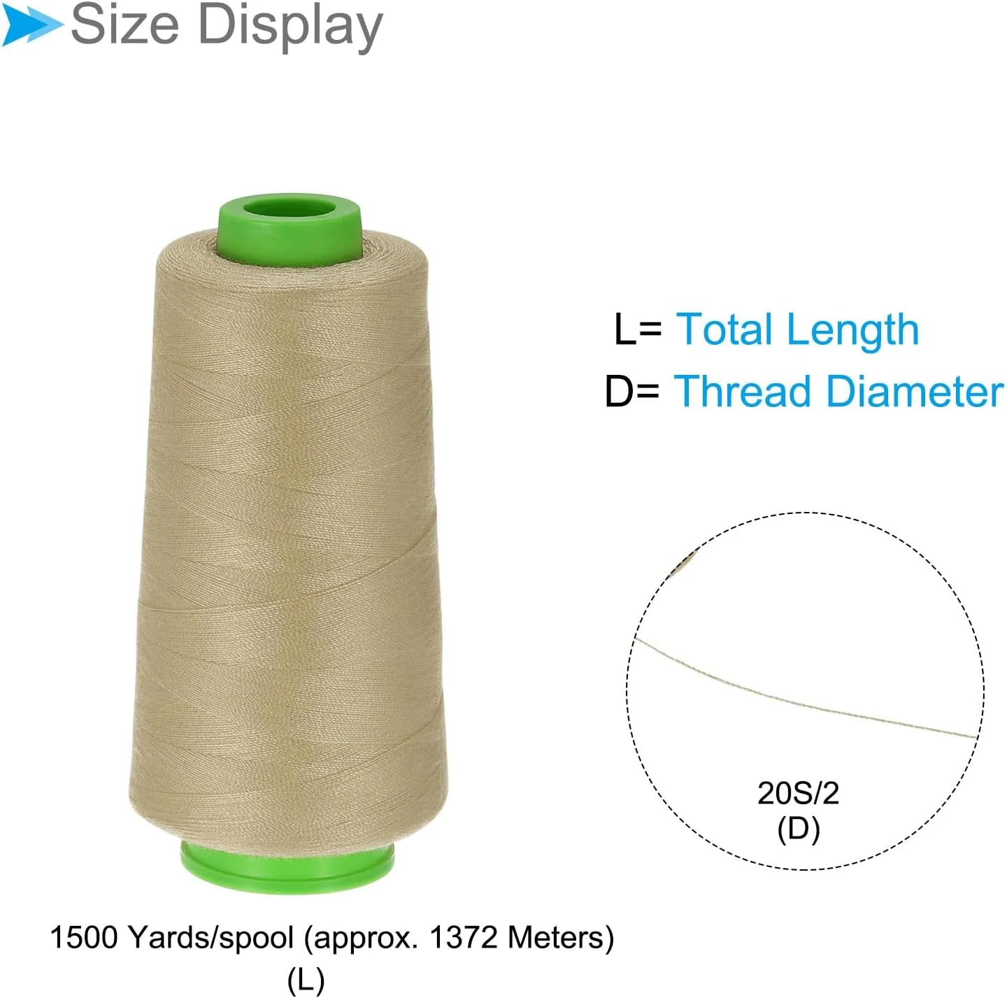 نخ دوخت چرم CoCud، 1500 یارد نخ 20S/2، نخ دوخت پلی استر خاکی - (کاربردها: برای دوخت صنایع دستی چرمی)