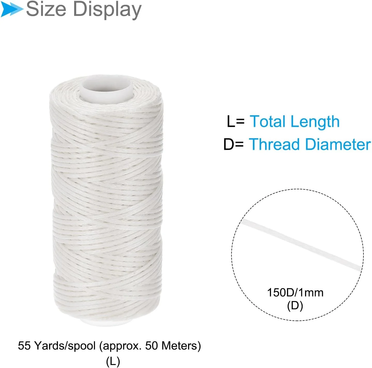 نخ های دوخت چرم CoCud، 55 یارد نخ 150D/1 میلی متری، نخ دوخت پلی استر سفید - (کاربردها: برای دوخت صنایع دستی چرمی)، 2 عدد