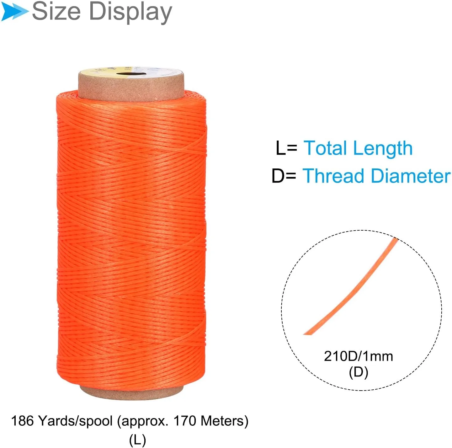 نخ های دوخت چرم CoCud، 170 متر نخ 210D/1 میلی متر، نخ دوخت پلی استر نارنجی - (کاربردها: برای دوخت صنایع دستی چرمی)