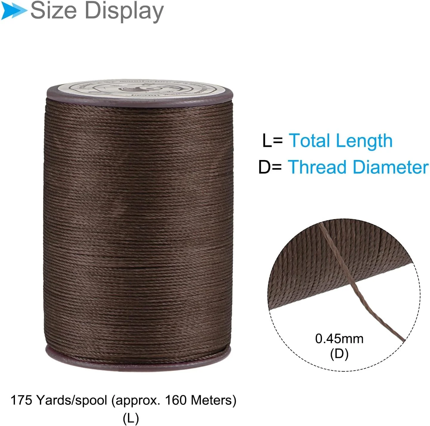 نخ موم زده نازک CoCud، 160 متر، قطر 0.45 میلی متر، نخ دوخت چرم پلی استر با روکش موم قهوه ای تیره - (کاربردها: برای لحاف دوزی و خیاطی)