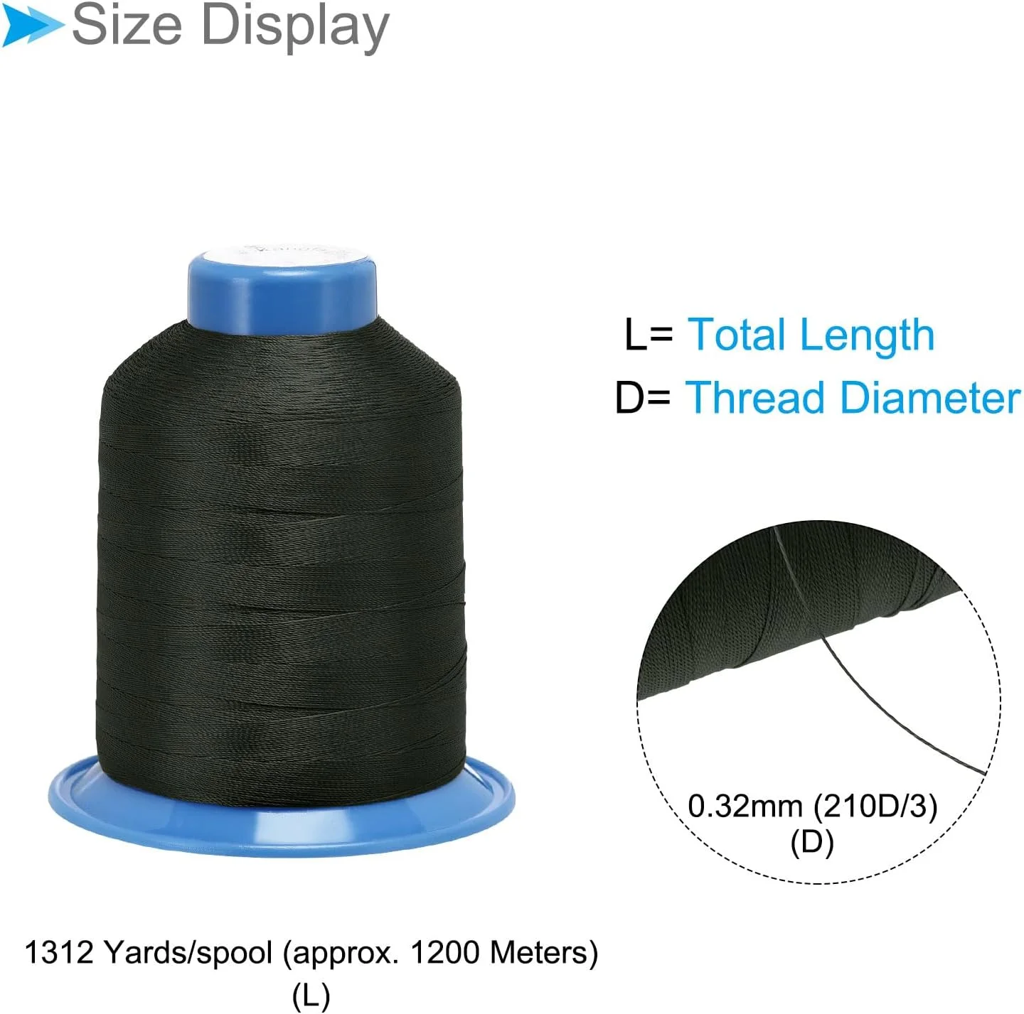 نخ دوخت چسبی CoCud، 1200 متری، پلی استر 210D/0.32mm، رنگ سبز تیره - (کاربردها: برای دوخت چرم، اثاثه یا لوازم داخلی، شلوار جین و کلاه گیس) - 1 عدد