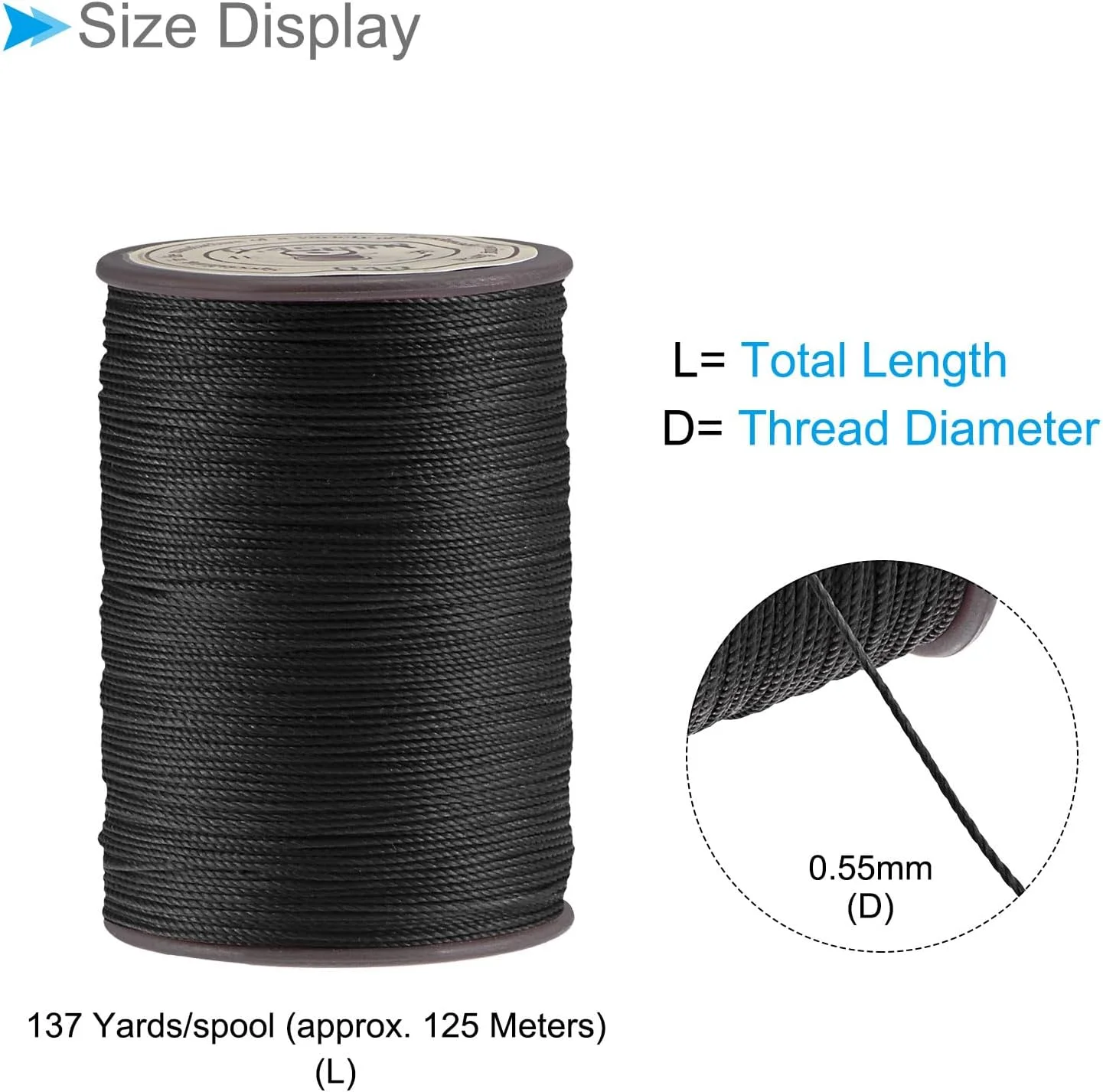 نخ موم زده نازک CoCud، 137 یارد، قطر 0.55 میلی متر، نخ دوخت چرم با روکش موم پلی استر مشکی - (کاربردها: برای لحاف دوزی)، 2 عدد