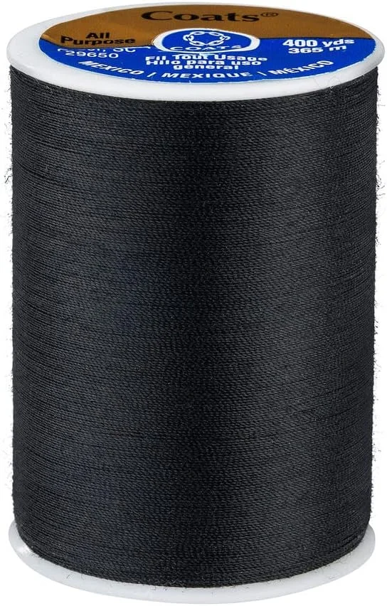 بسته 2 عددی نخ خیاطی همه منظوره Coats & Clark - 1 عدد مشکی و 1 عدد سفید - 365 متر در هر قرقره - همراه با 30 سوزن دستی متنوع و سوزن نخ کن