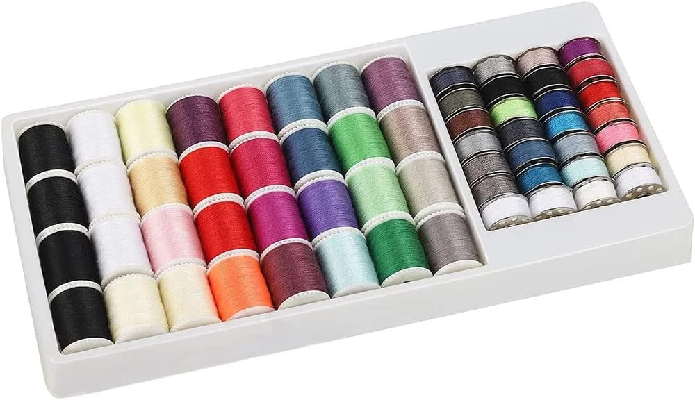 سیم پیچ های نخ خیاطی کوچک رنگی CENPEK 60 عددی و ماسوره برای چرخ خیاطی، خیاطی دستی