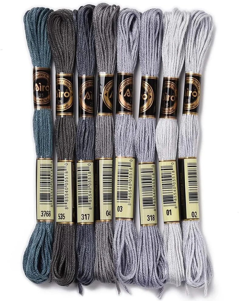 نخ گلدوزی 8 رشته ای CABODYALS، 70 یارد، خاکستری، نخ دوستی، نخ گلدوزی 6 رشته ای، گرادیان رنگی، نخ بخیه متقاطع، نخ سوزنی برای دوخت، ساخت دستبند، بخیه متقاطع