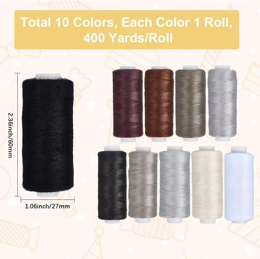 کابودیالز 10 عدد نخ گلدوزی پلی استر 4000 یاردی، نخ بخیه متقاطع، نخ دوخت، دستبندهای دوستی، بافت مو، 10 رنگ، رشته گلدوزی شده برای دوخت، ساخت، بافتنی، کاردستی، دکور، هنر و صنایع دستی DIY