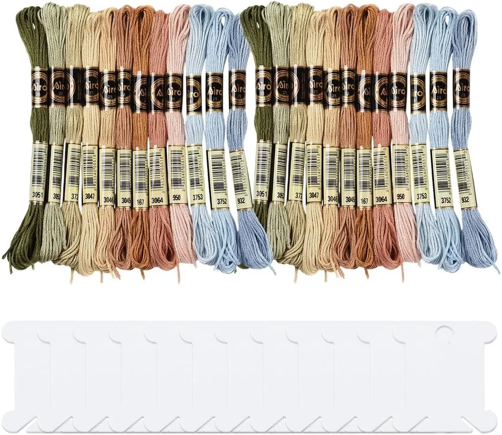 کابودیالز 24 کلاف، 6 رشته، نخ گلدوزی رنگارنگ، نخ کوبلن، گرادیان رنگ، دستبندهای دوستی، نخ کاموا در بسته عمده با قرقره نخ برای خیاطی با دست، بافتنی و صنایع دستی