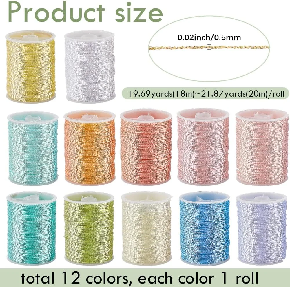 نخ خیاطی چند منظوره 12 عددی CABODYALS، بسته بزرگ نخ پلی استر رنگارنگ برای گلدوزی، کیت نرم روی قرقره، نخ های طناب برای خیاطی، ساخت خانه، دوخت با دست و ماشین، هدایا، کاردستی DIY