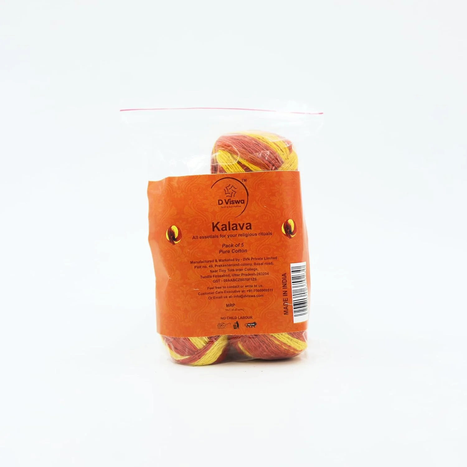 BYFT D VISWA کالاوا قرمز، کالاوا، مولا، نخ پنبه ای مقدس، Raksha Sutra، Shudh Dhaga، Mauli Roll، مچ بند پنبه ای، نخ مقدس برای پوجا 5 عدد