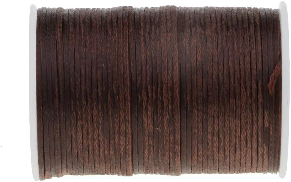 یک رول نخ موم زده پلی استر بافته شده 150D مناسب برای چرم، روکش مبلمان - قهوه ای