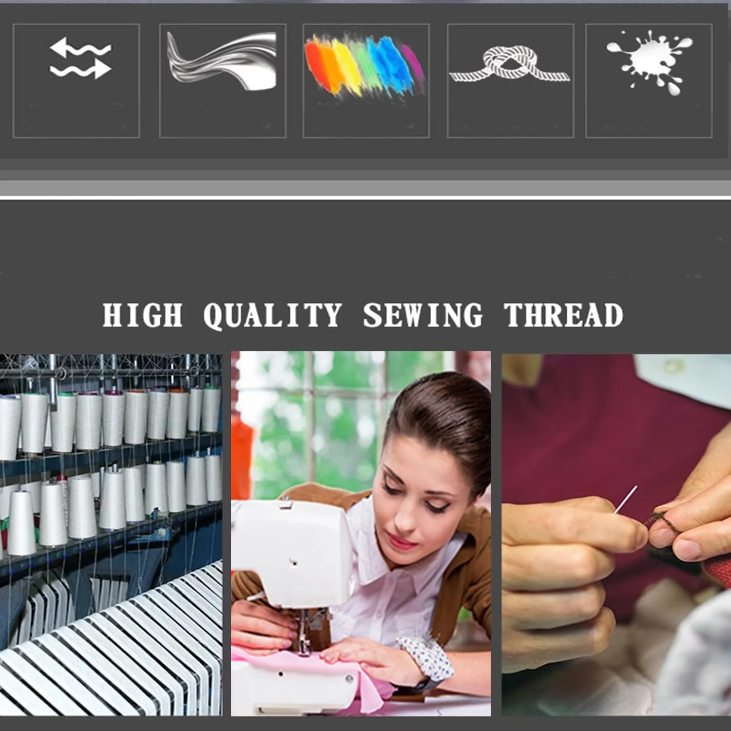 نخ خیاطی BRATAA، 4 عدد مخروط 3000 یاردی، نخ چند منظوره برای خیاطی، 100% پلی استر، نخ چرخ خیاطی با سرعت بالا 40S/2 (مشکی/خاکستری/سفید/قهوه ای)