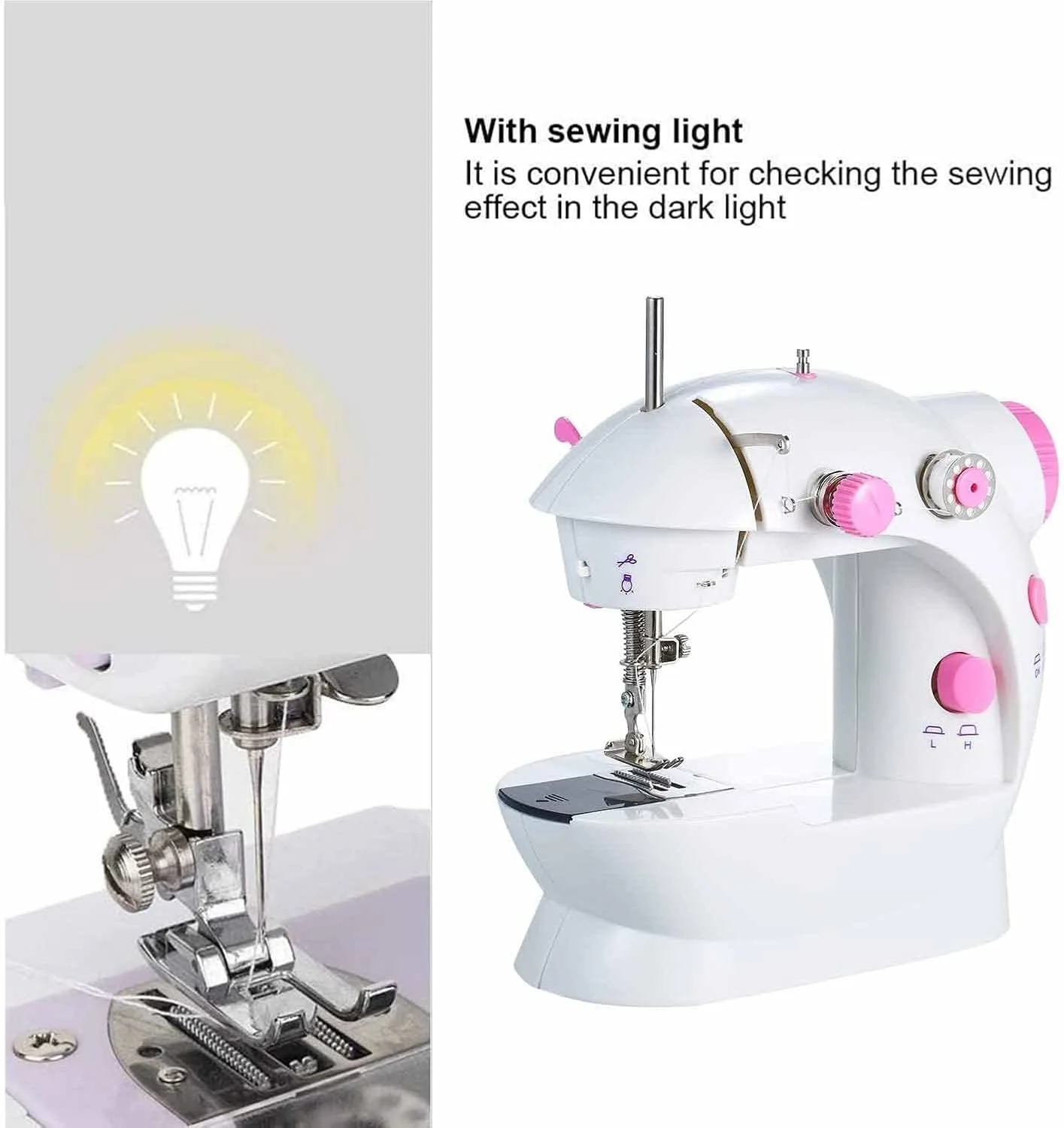 چرخ خیاطی کوچک BREAUX، چرخ خیاطی چند منظوره برقی قابل حمل با نخ دوبل و 2 سرعت قابل تنظیم، دارای چراغ و پدال پا برای مصارف خانگی، مسافرتی و مبتدی چرخ خیاطی کوچک BREAUX، چرخ خیاطی چند منظوره برقی قابل حمل با نخ دوبل و 2 سرعت قابل تنظیم، دارای چراغ و پدال پا برای مصارف خانگی، مسافرتی و مبتدی