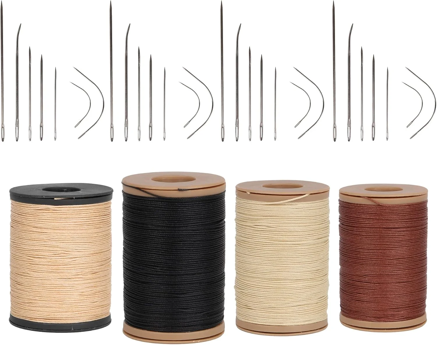 ست نخ موم زده چرمی BQLZR قطر 0.55 میلی متر 4 رنگ با ابزار خیاطی