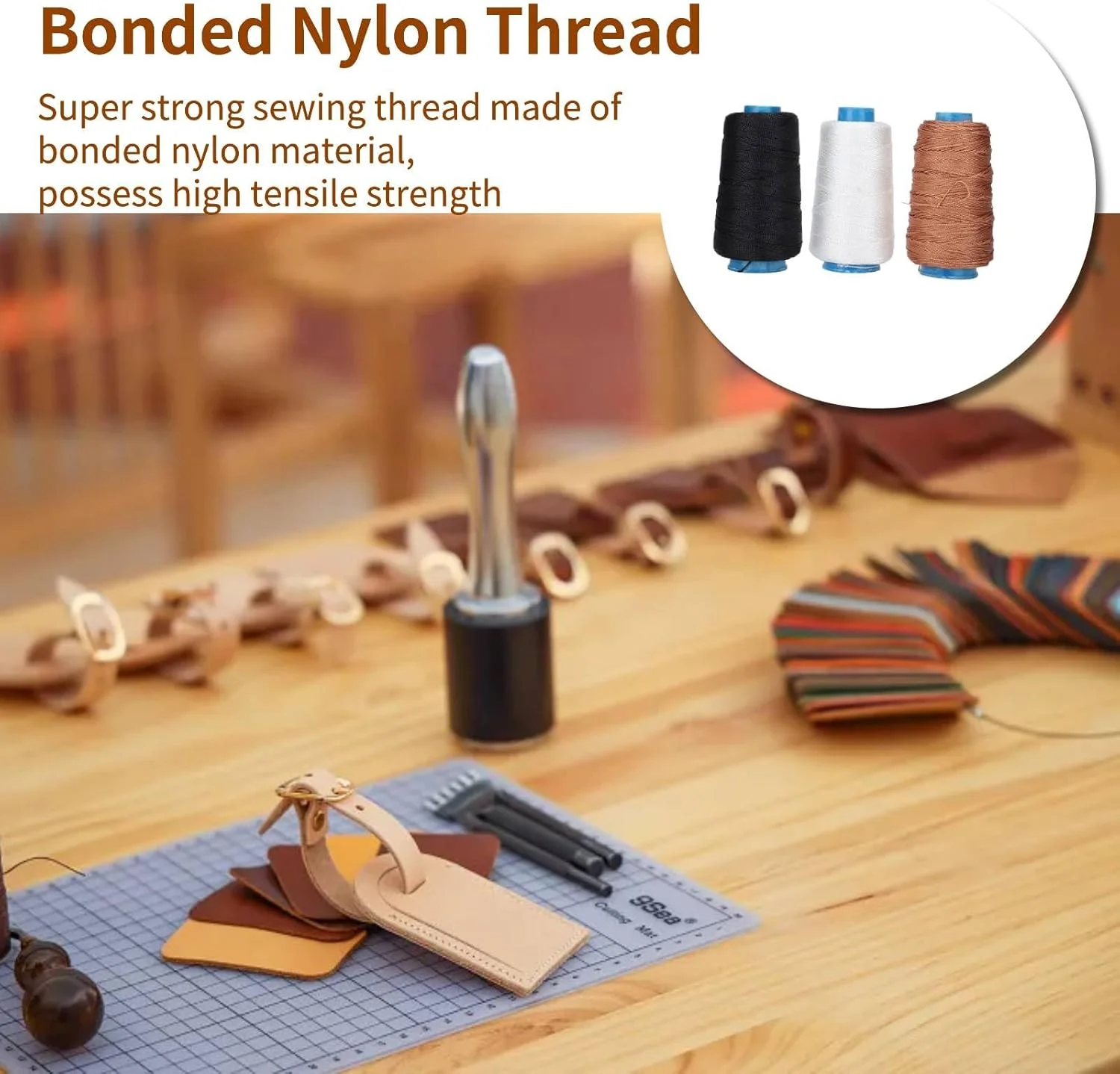 نخ نایلونی پیوندی، نخ خیاطی سنگین برای بافت جین و فضای باز، 3 رنگ نخ نایلونی پیوندی، نخ خیاطی سنگین برای بافت جین و فضای باز، 3 رنگ