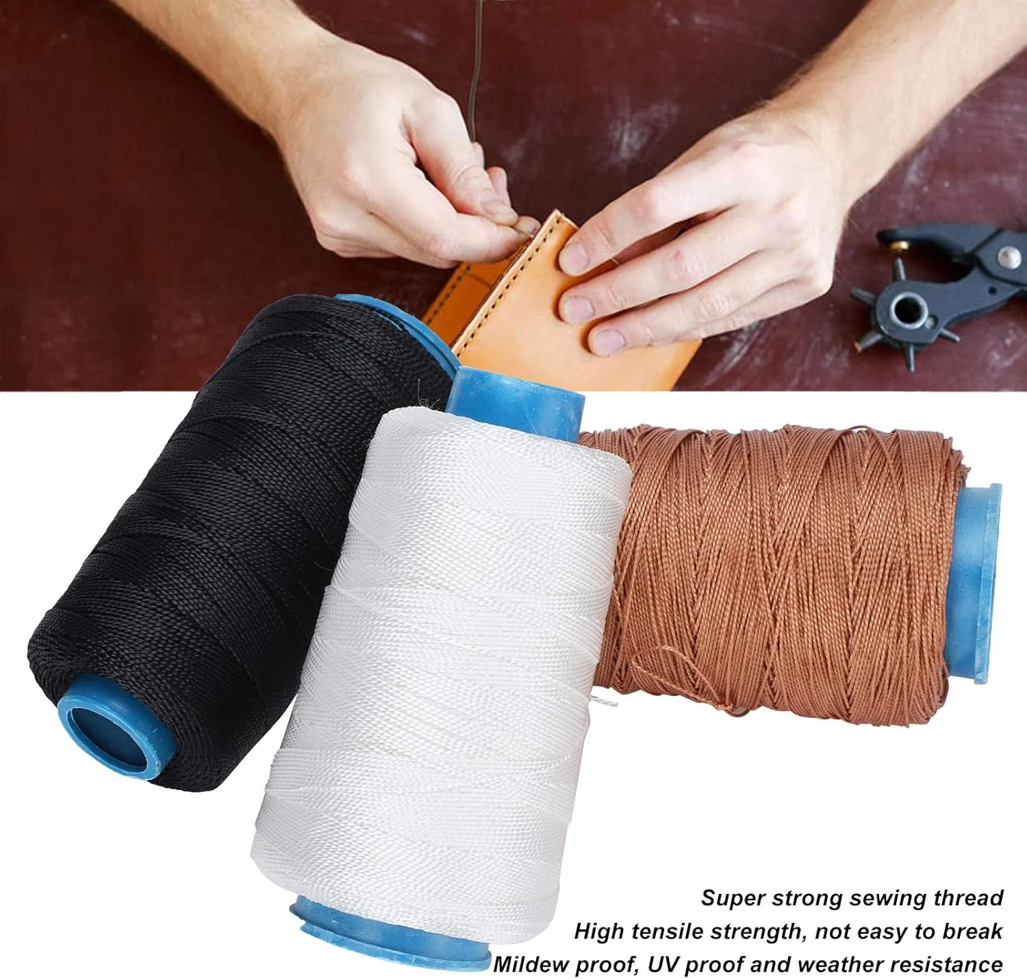 نخ نایلونی پیوندی، نخ خیاطی سنگین برای بافت جین و فضای باز، 3 رنگ نخ نایلونی پیوندی، نخ خیاطی سنگین برای بافت جین و فضای باز، 3 رنگ