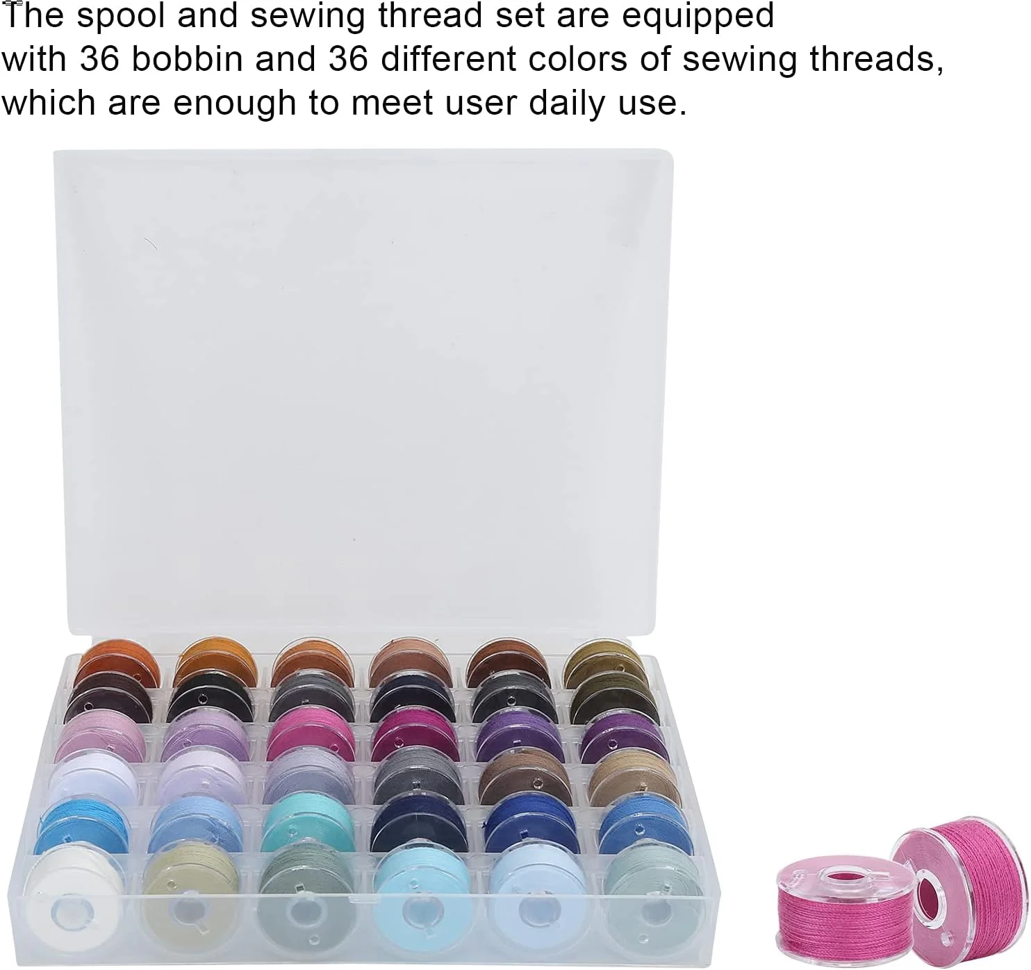 ست نخ خیاطی پلی استر 36 رنگی Grids با جعبه بوبین شفاف برای چرخ خیاطی ست نخ خیاطی پلی استر 36 رنگی Grids با جعبه بوبین شفاف برای چرخ خیاطی
