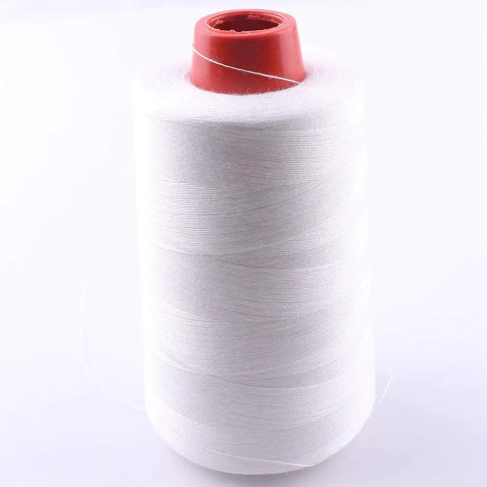 نخ خیاطی Bobbiny بسته 1 عددی سفید (4000 متر در هر قرقره) قرقره ها مخروطی رول برای دوخت، خیاطی، ساخت منگوله، گلدوزی، صنایع دستی، قرقره های نخ نرم براق و سایر پروژه ها.