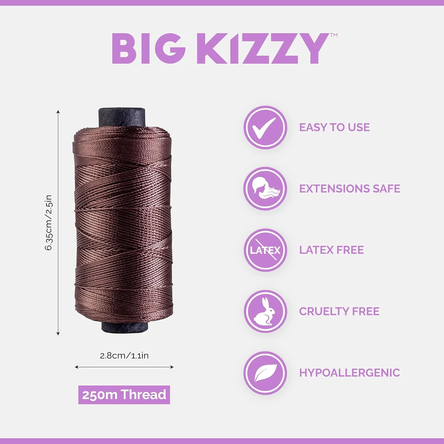 نخ نایلونی بلوند Big Kizzy 250 متری برای اکستنشن مو، دوخت موی طبیعی و کلاه گیس - ضد لغزش و نگهدارنده راحت برای بافت دستی و ماشینی