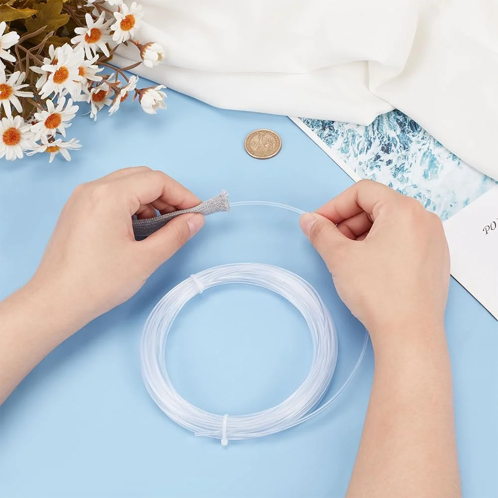 رول فنر پلاستیکی 10 متری BENECREAT، نوارهای فنری 2 میلی متری PP برای کرست، فنر نواری گرد سفید برای لوازم خیاطی سوتین لباس زیر زنانه، لوازم DIY لباس عروسی