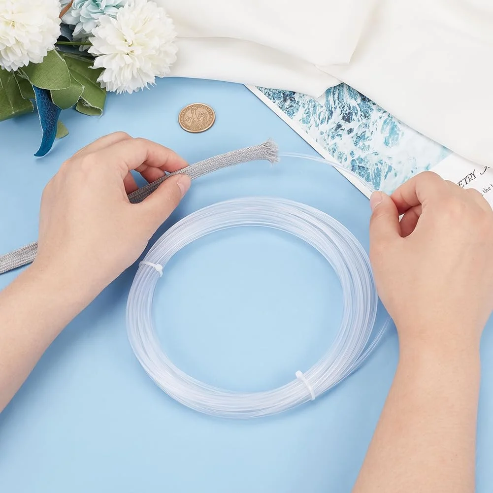 رول فنر پلاستیکی BENECREAT به طول 10 متر، فنرهای پ پ با ضخامت 2.5 میلی متر، فنر نواری گرد سفید برای لوازم خیاطی لباس زیر، سوتین، لباس عروس، لوازم DIY عروسی