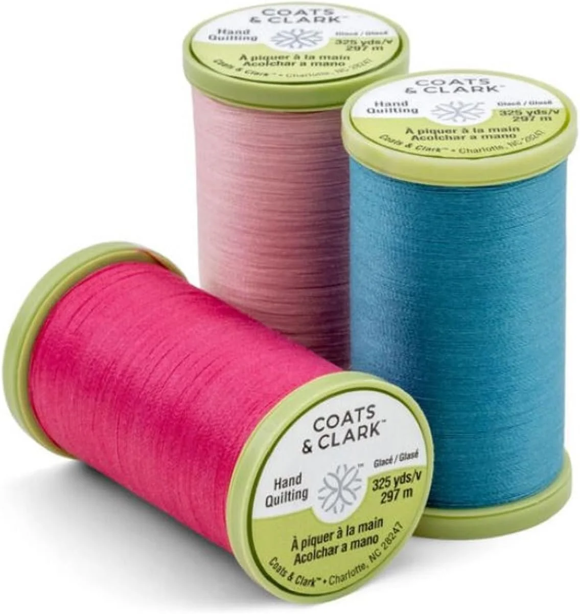 نخ لحاف دوزی دستی Coats & Clark از Bella's Crafts - پلی استر روکش شده با پنبه - 325 یارد - بسته 3 عددی S960 به همراه 3 عدد سوزن نخ کن (قرمز) نخ لحاف دوزی دستی Coats & Clark از Bella's Crafts - پلی استر روکش شده با پنبه - 325 یارد - بسته 3 عددی S960 به همراه 3 عدد سوزن نخ کن (قرمز)