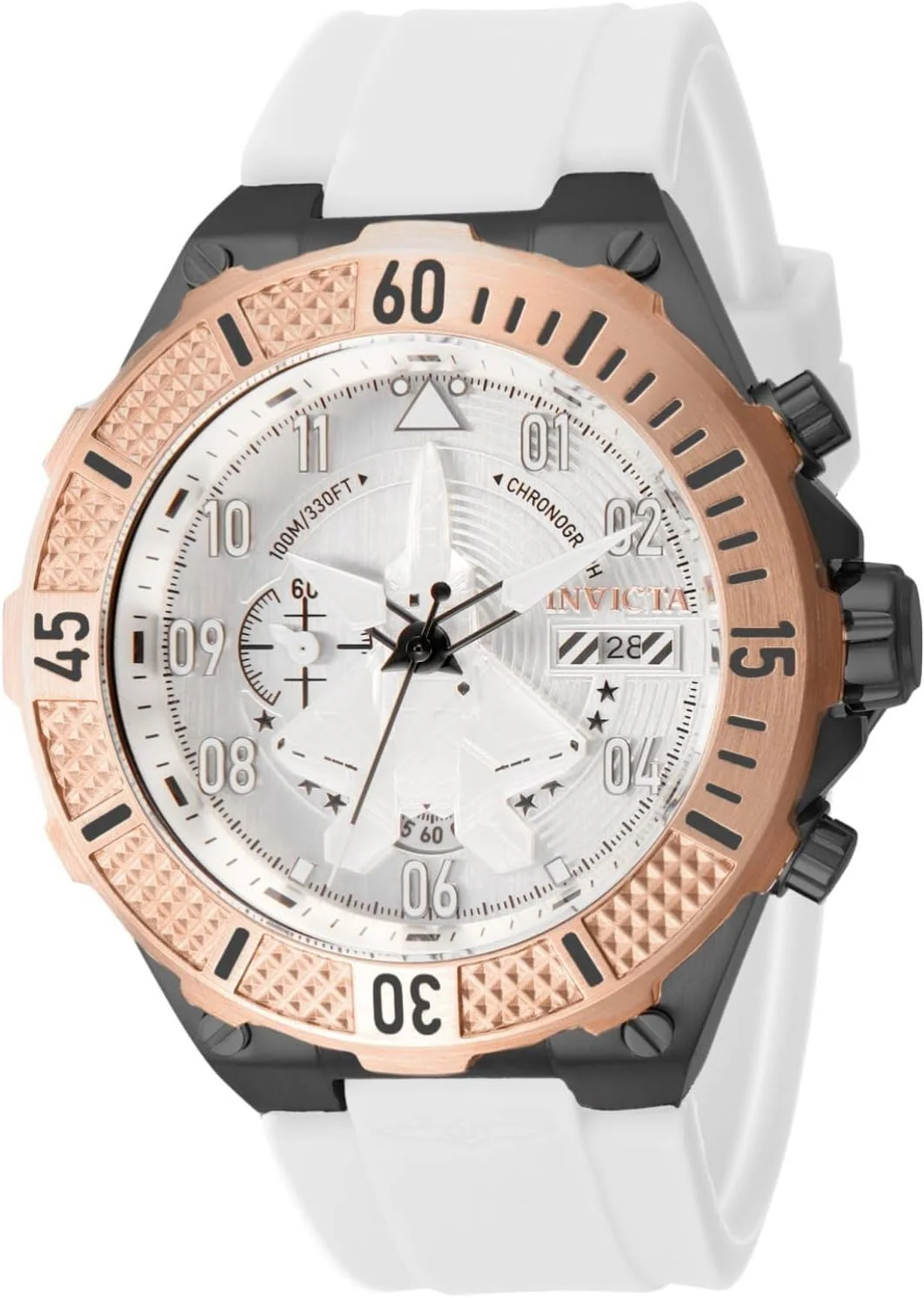 ساعت مچی مردانه اینویکتا Aviator با بند سیلیکونی 50 میلی‌متری، سفید (مدل: 39894)، سفید