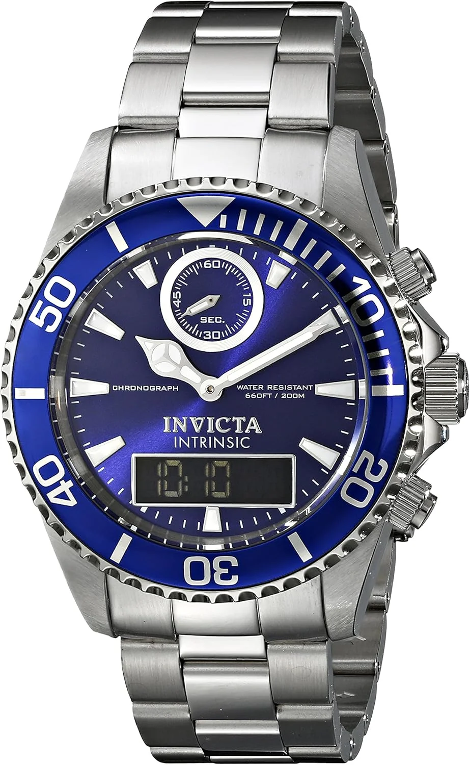 ساعت مچی مردانه اینویکتا مدل 12469 Pro Diver با نمایشگر آنالوگ-دیجیتال، موتور کوارتز سوئیسی و بند نقره‌ای