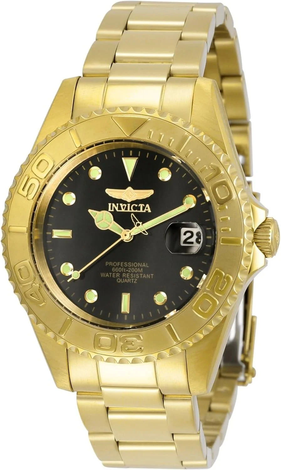 ساعت مچی مردانه اینویکتا Pro Diver کوارتز با بند استیل ضد زنگ، طلایی، 18 (مدل: 29939)