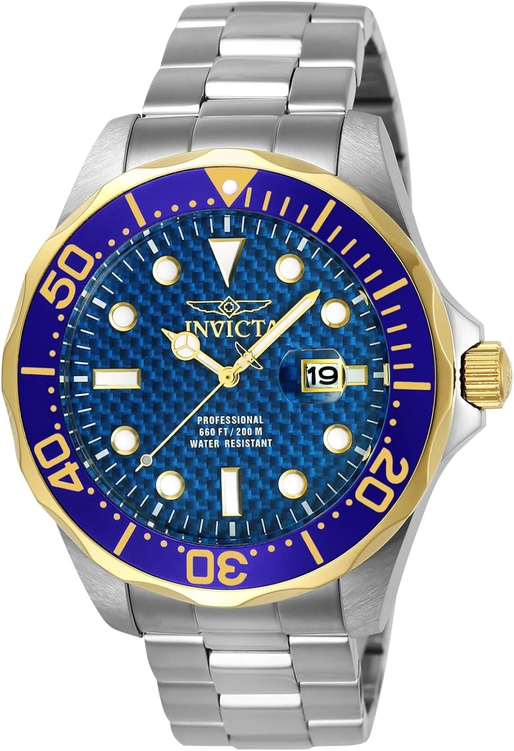 ساعت مچی مردانه اینویکتا Pro Diver کوارتز سه عقربه صفحه آبی بند استیل - 12566