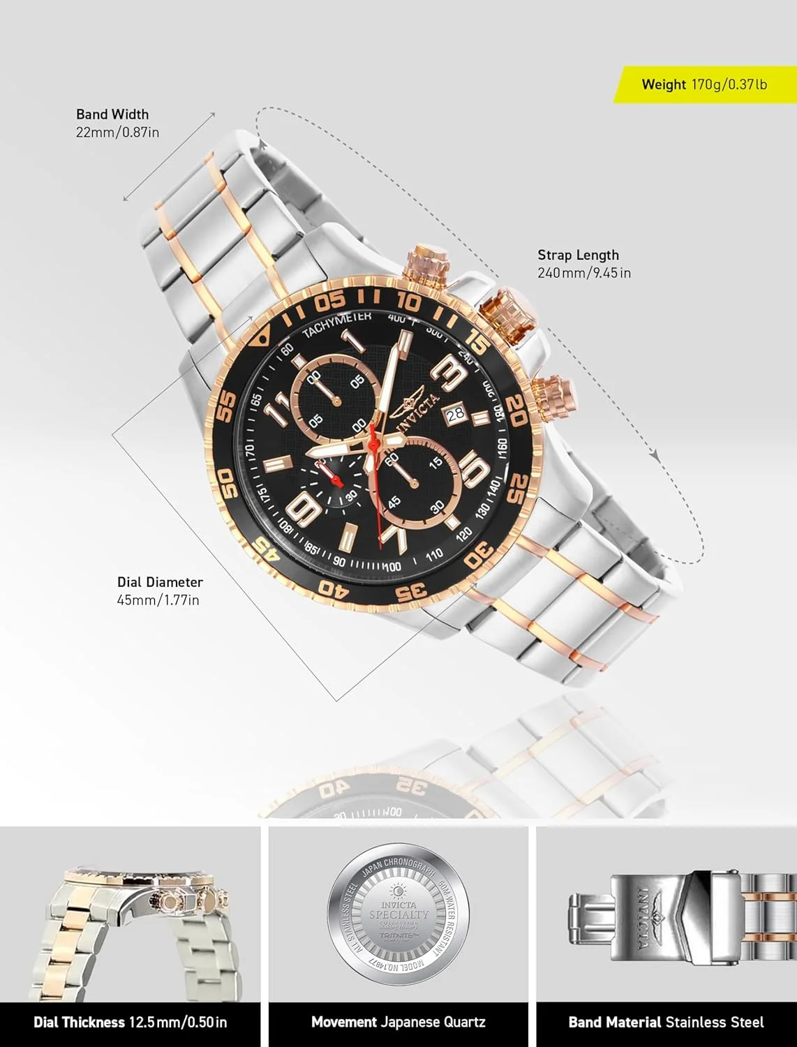 ساعت مچی مردانه کوارتز استیل ضد زنگ Invicta Specialty - 45 میلی متر ساعت مچی مردانه کوارتز استیل ضد زنگ Invicta Specialty - 45 میلی متر