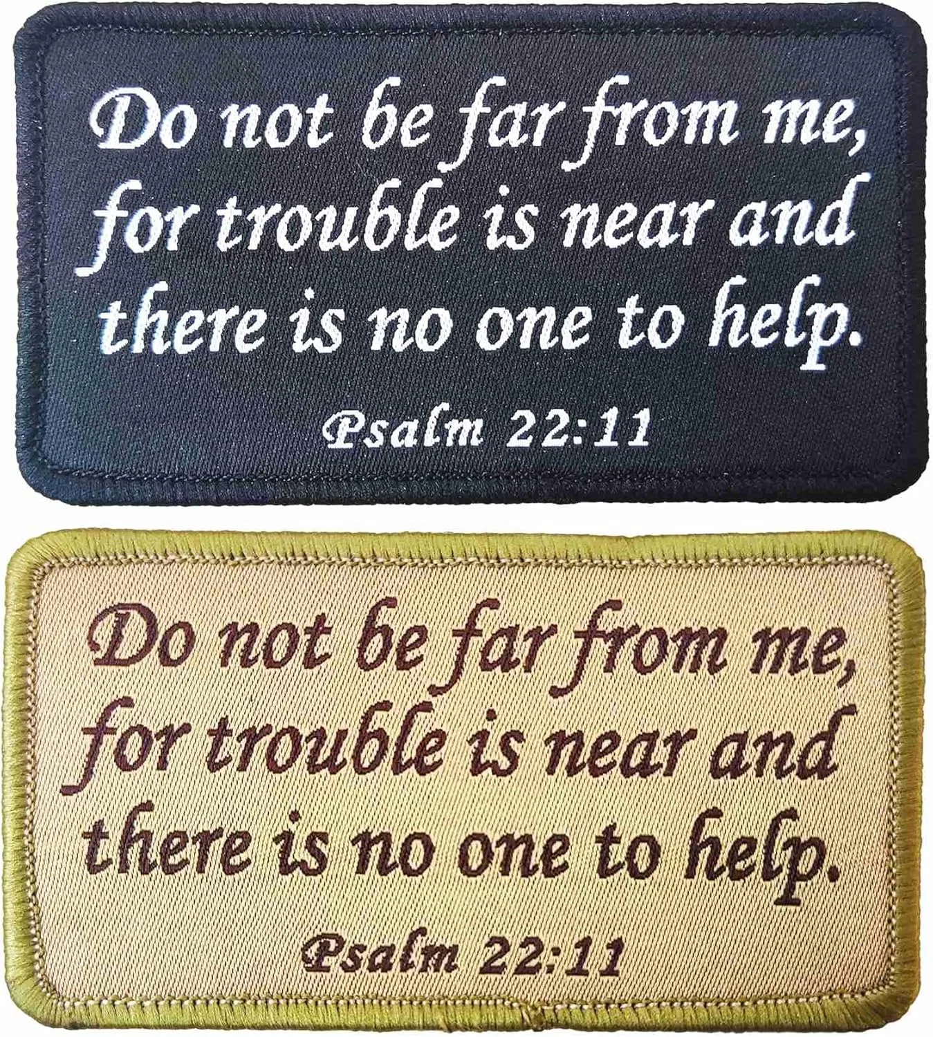 BDIHS دو تکه پچ انجیلی تاکتیکی مزمور 22:11، پچ قلاب و حلقه گلدوزی شده "از من دور نشو"