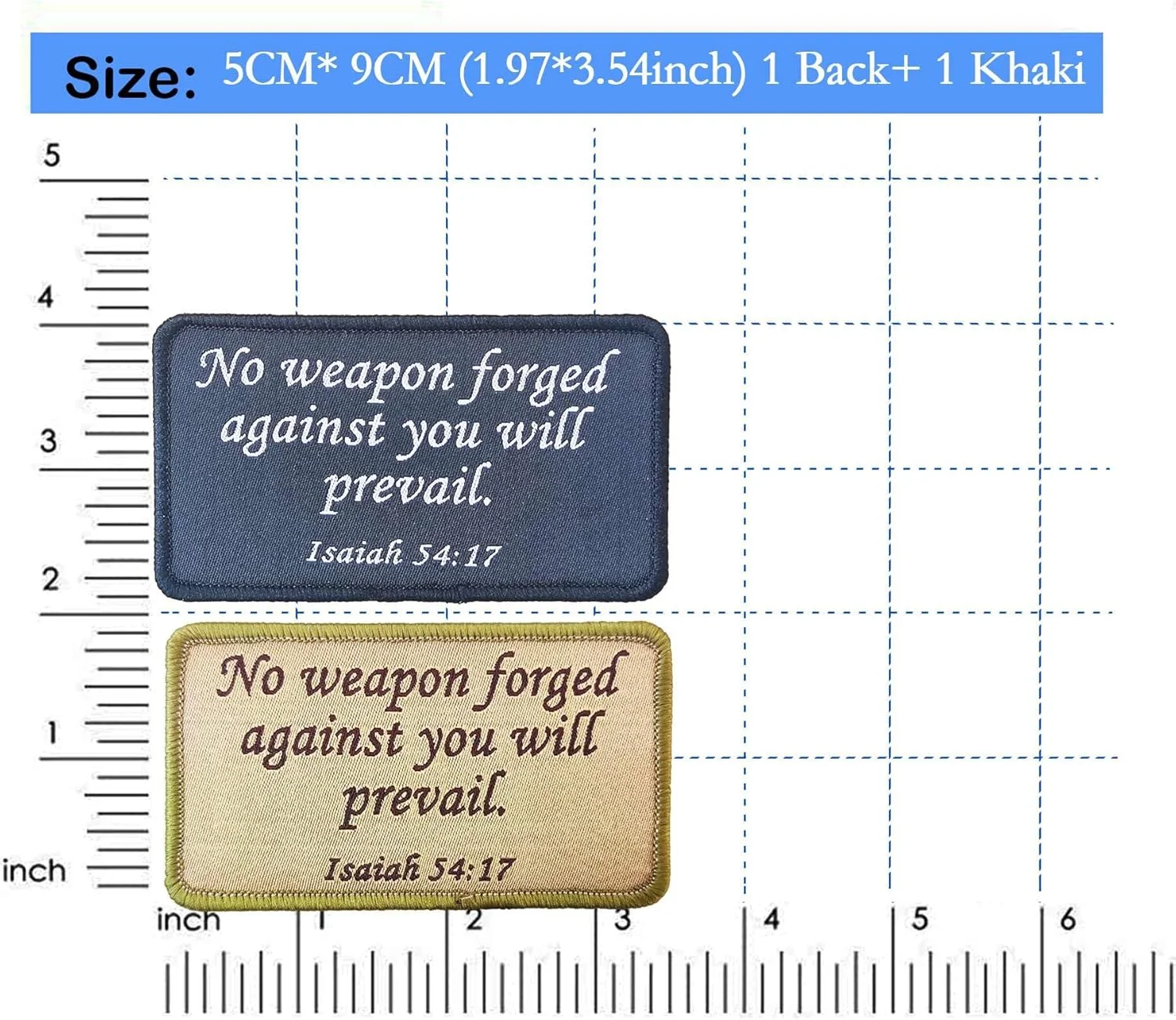 نشان اخلاقی تاکتیکی BDIHS Isaiah 54:17، آیه کتاب مقدس هیچ سلاحی که علیه تو ساخته شود پیروز نخواهد شد، وصله گلدوزی شده با قلاب و حلقه