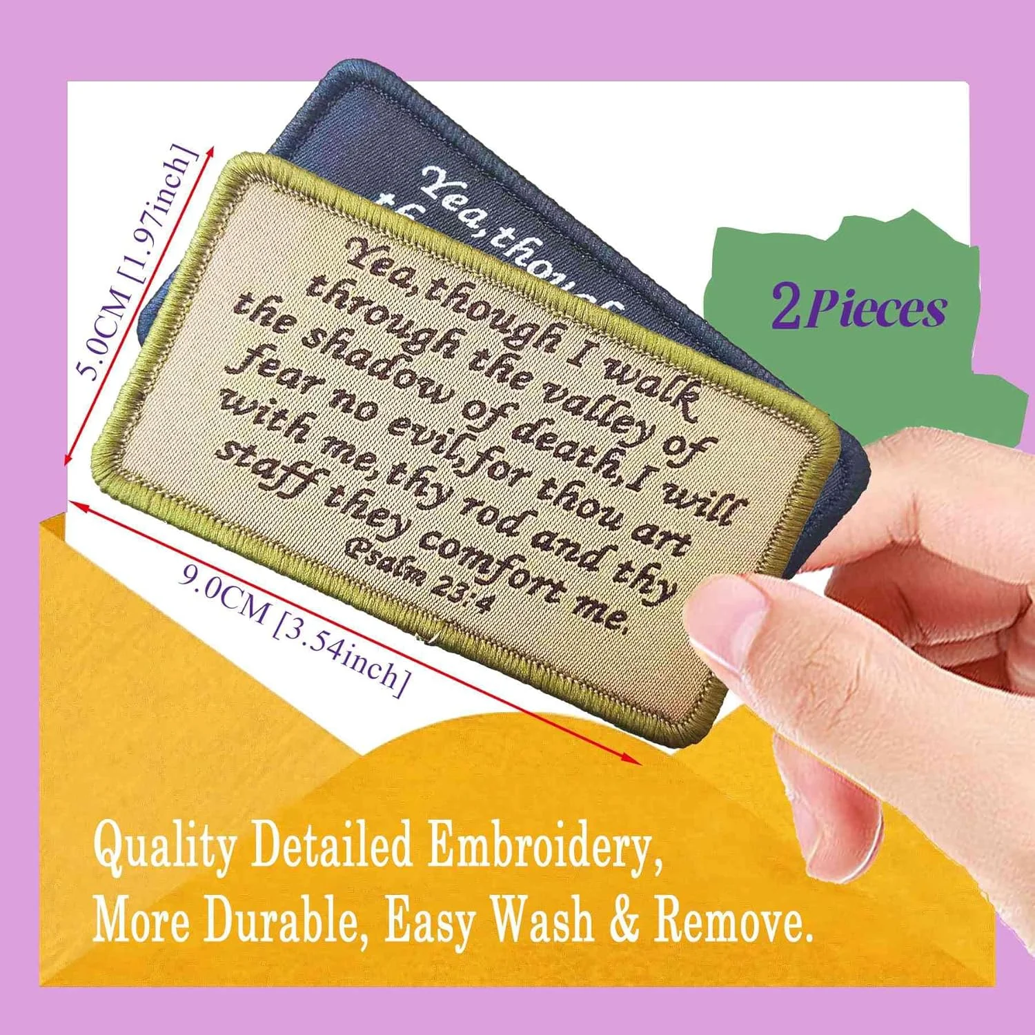 تکه های کتاب مقدس مزمور 23:4 عیسی BDIHS، مجموعه 2 عددی تکه های اخلاقی گلدوزی شده آیه کتاب مقدس، عبور از دره سایه مرگ برای کلاه ها کیف ها کوله پشتی جلیقه تاکتیکی